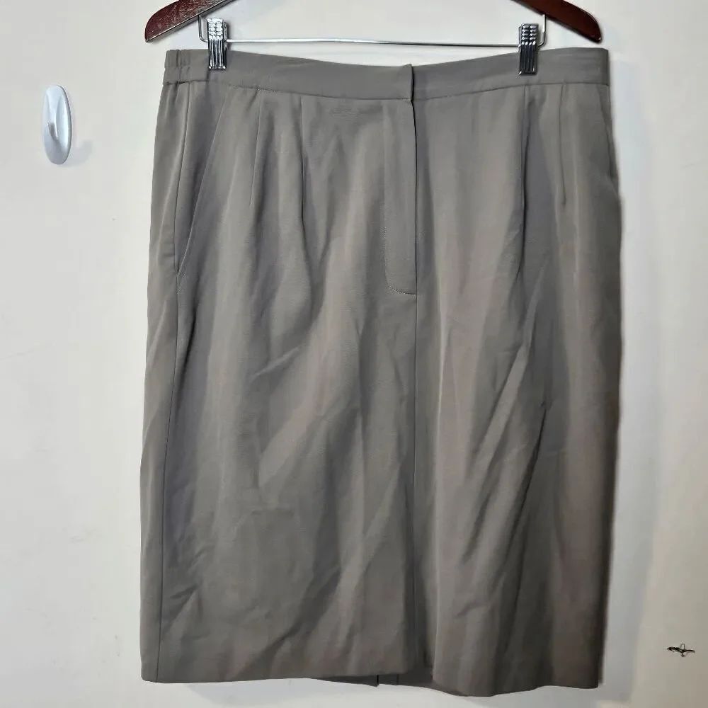 Talbots All Season Wool Stretch Pencil Skirt Womens Gray with Pockets Size 14W
